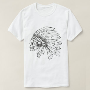 Indianer mit Federn auf dem Kopf Doodle i T-Shirt