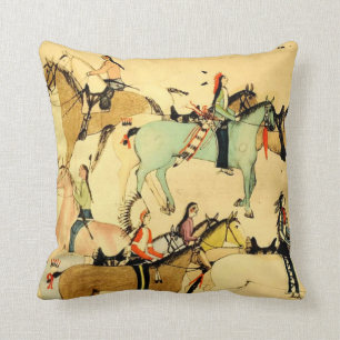 Indianer Pferde Western Art Vintage Kissen