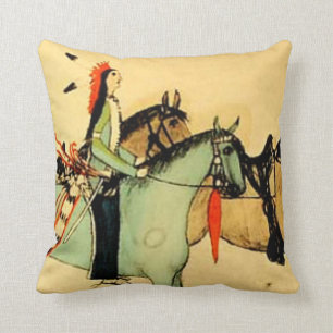 Indianer Pferde Western Art Vintage Kissen
