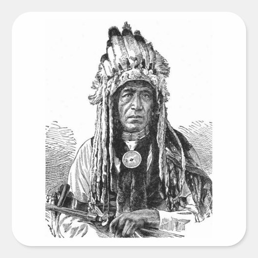 Indianer Quadratischer Aufkleber (Vorderseite)