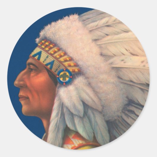 Indianer Runder Aufkleber (Vorderseite)