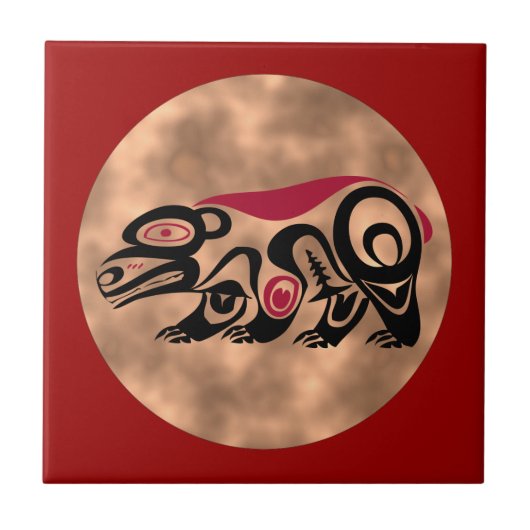 Indianer Schild Native American shield Fliese (Vorderseite)