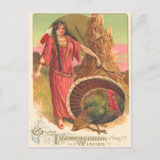 Indianer & Truthahn Postkarte (Vorderseite)