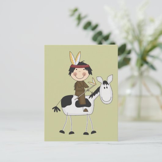 Indianer über Pferdeschirme und Geschenke Postkarte (Stehend Vorderseite)
