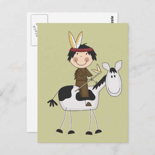 Indianer über Pferdeschirme und Geschenke Postkarte (Vorne/Hinten)