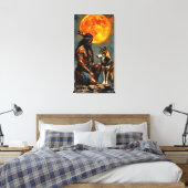Indianer und Wolf Leinwanddruck (Insitu (Schlafzimmer))