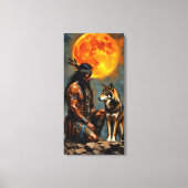 Indianer und Wolf Leinwanddruck (Vorderseite)
