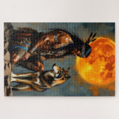 Indianer und Wolf Puzzle (Horizontal)