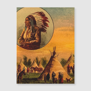 Indianer Vintage-Magie-Laternenbild Magnetkarte