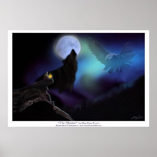 Indianer, Wolf, Adler und Moon Poster (Vorne)
