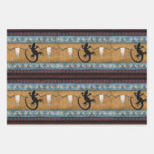 Indianeramerikaner Gecko, Buffalo und Owl Geschenkpapier Set (Vorderseite)