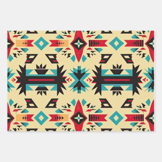 Indianeramerikaner gemustert geschenkpapier set (Vorderseite 3)