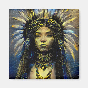 Indianeramerikaner - Gold Feather Magnet