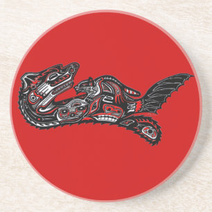 Indianeramerikaner Haida Art Otter Illustration Untersetzer