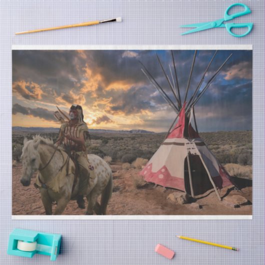 Indianeramerikaner Horseback Tipi Decoupage Seidenpapier (Basteln)
