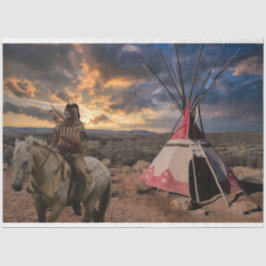 Indianeramerikaner Horseback Tipi Decoupage Seidenpapier