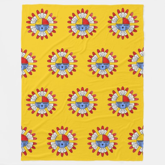 Indianeramerikaner KACHINA - TAWA-Sonnenmaske 1 Fleecedecke (Vorderseite)