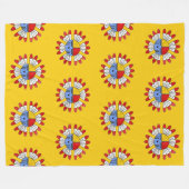 Indianeramerikaner KACHINA - TAWA-Sonnenmaske 1 Fleecedecke (Vorderseite (Horizontal))