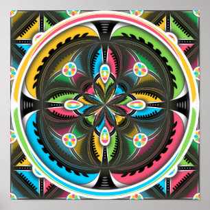 Indianeramerikaner Mandala Abstrakte Kunst Poster