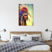 Indianeramerikaner Ojibwe Canvas Print Leinwanddruck (Insitu (Schlafzimmer))