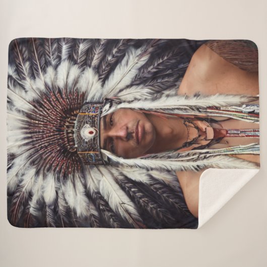 Indianeramerikaner Ojibwe Sherpa Blanket Sherpadecke (Vorderseite (Horizontal))