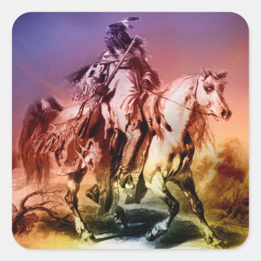 Indianeramerikaner Quadratischer Aufkleber (Vorderseite)
