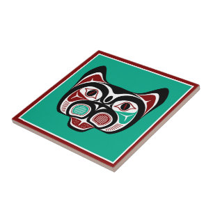 Indianeramerikaner Red Black Vector Haida Art Kitt Fliese