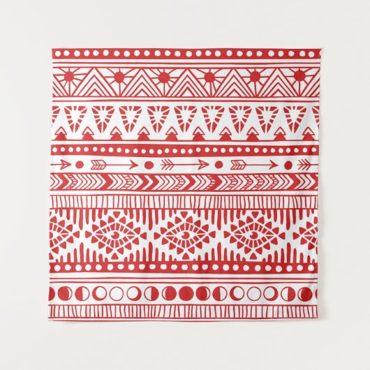 Indianeramerikaner: Red Ink Doodle. Wandteppich (Vorderseite)