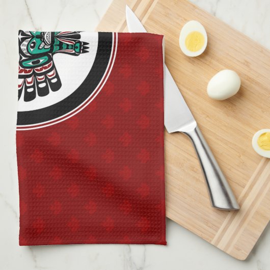 Indianeramerikaner Rosa Haida Thunderbird Geschirrtuch (Viertel Falte)