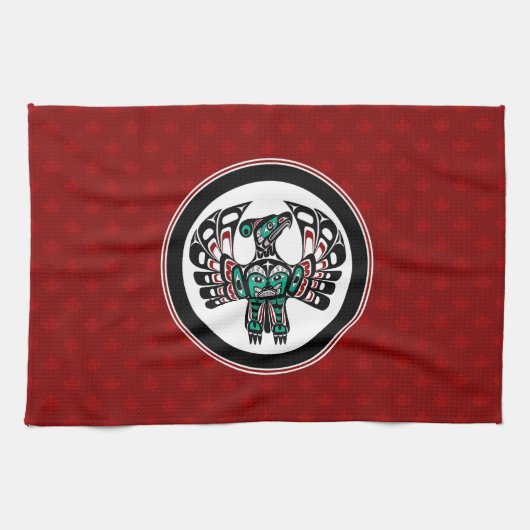 Indianeramerikaner Rosa Haida Thunderbird Geschirrtuch (Horizontal)
