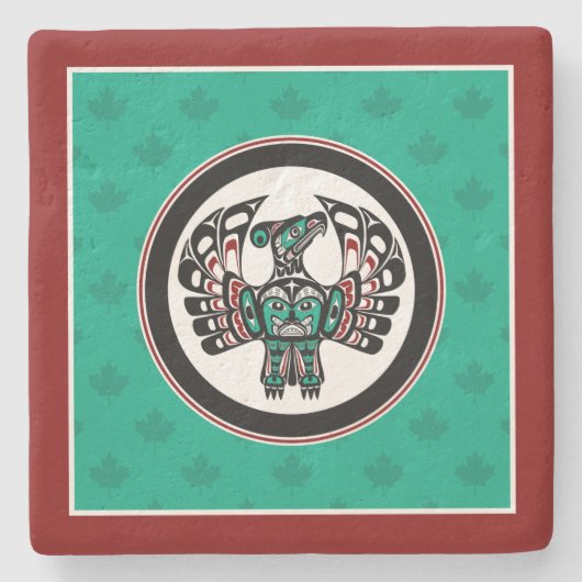 Indianeramerikaner Rosa Haida Thunderbird Steinuntersetzer (Vorderseite)