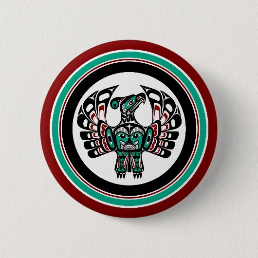 Indianeramerikaner Roter Haida Art Thunderbird Button (Vorderseite)