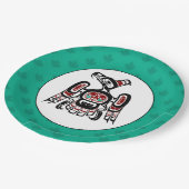 Indianeramerikaner Roter Kaigani Thunderbird Pappteller (Schrägansicht)