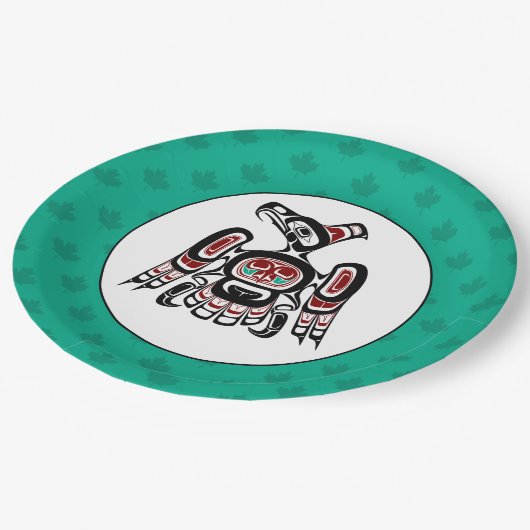 Indianeramerikaner Roter Kaigani Thunderbird Pappteller (Schrägansicht)