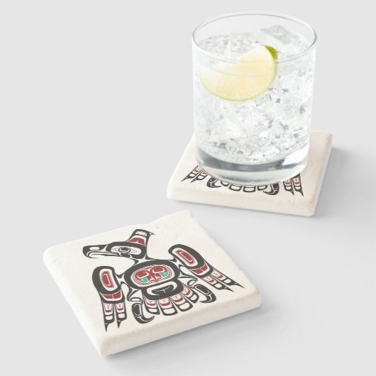 Indianeramerikaner Roter Kaigani Thunderbird Steinuntersetzer (Seitenansicht)