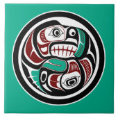 Indianeramerikaner Roter Schwarzer Vector Art Otte Fliese (Vorderseite)