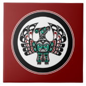 Indianeramerikaner Roter Schwarzer Vector Art Thun Fliese (Vorderseite)