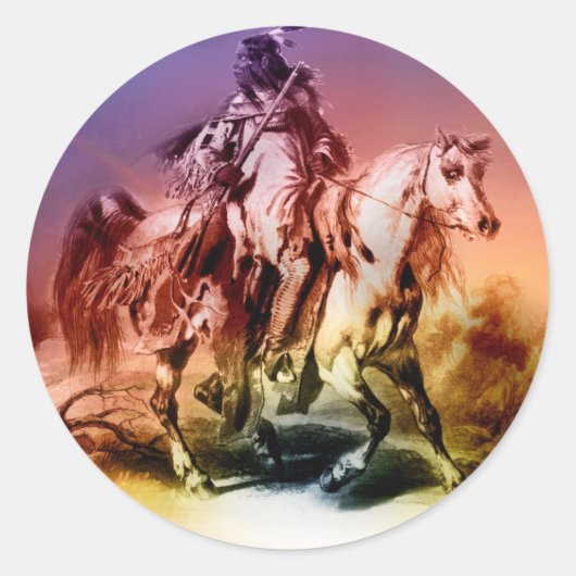 Indianeramerikaner Runder Aufkleber (Vorderseite)