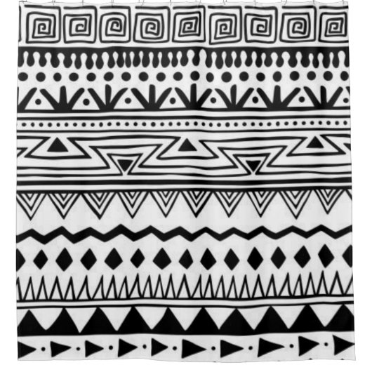 Indianeramerikaner Südwest Schwarz-weiß Modern Boh Duschvorhang (Vorderseite)