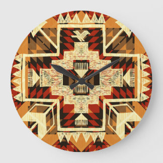 Indianeramerikaner, Vintag handGezeichnet Abstrakt Große Wanduhr