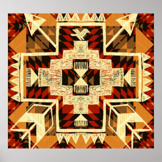 Indianeramerikaner, Vintag handGezeichnet Abstrakt Poster