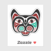 Indianeramerikanisch Red White Black Haida Kitty Aufkleber (Blatt)