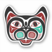 Indianeramerikanisch Red White Black Haida Kitty Aufkleber (Vorderseite)