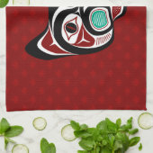 Indianeramerikanisch Red White Black Haida Kitty Geschirrtuch (Gefaltet)