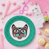 Indianeramerikanisch Red White Black Haida Kitty Pappteller (Party)