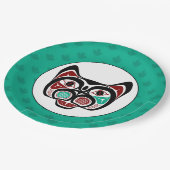 Indianeramerikanisch Red White Black Haida Kitty Pappteller (Schrägansicht)