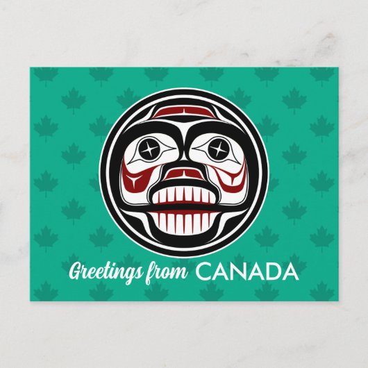 Indianeramerikanisch Rotes Schwarzes Haida Art Wee Postkarte (Vorderseite)