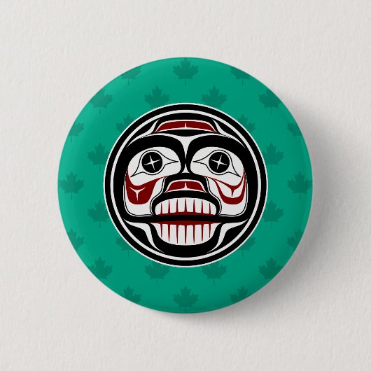 Indianeramerikanisch Rotes Schwarzes Haida Wachtsc Button (Vorderseite)
