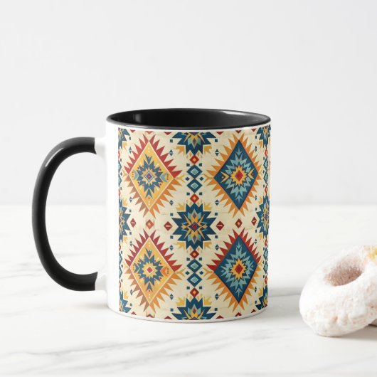 Indianeramerikanische Design-Shades von Blue Rust Tasse (Mit Donut)