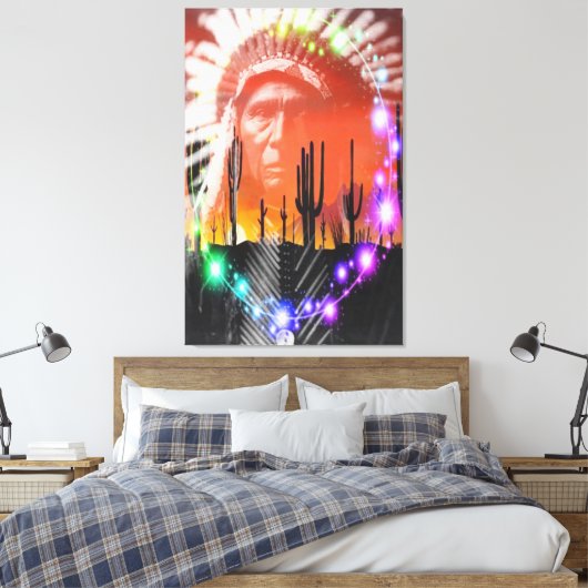 Indianeramerikanischer Ghost-Tanz Leinwanddruck (Insitu (Schlafzimmer))